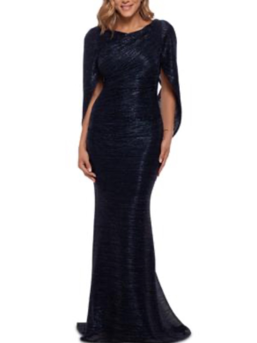 Betsy & Adam Metallic Cape Gown - in Navy/Royal Size 12 NWT